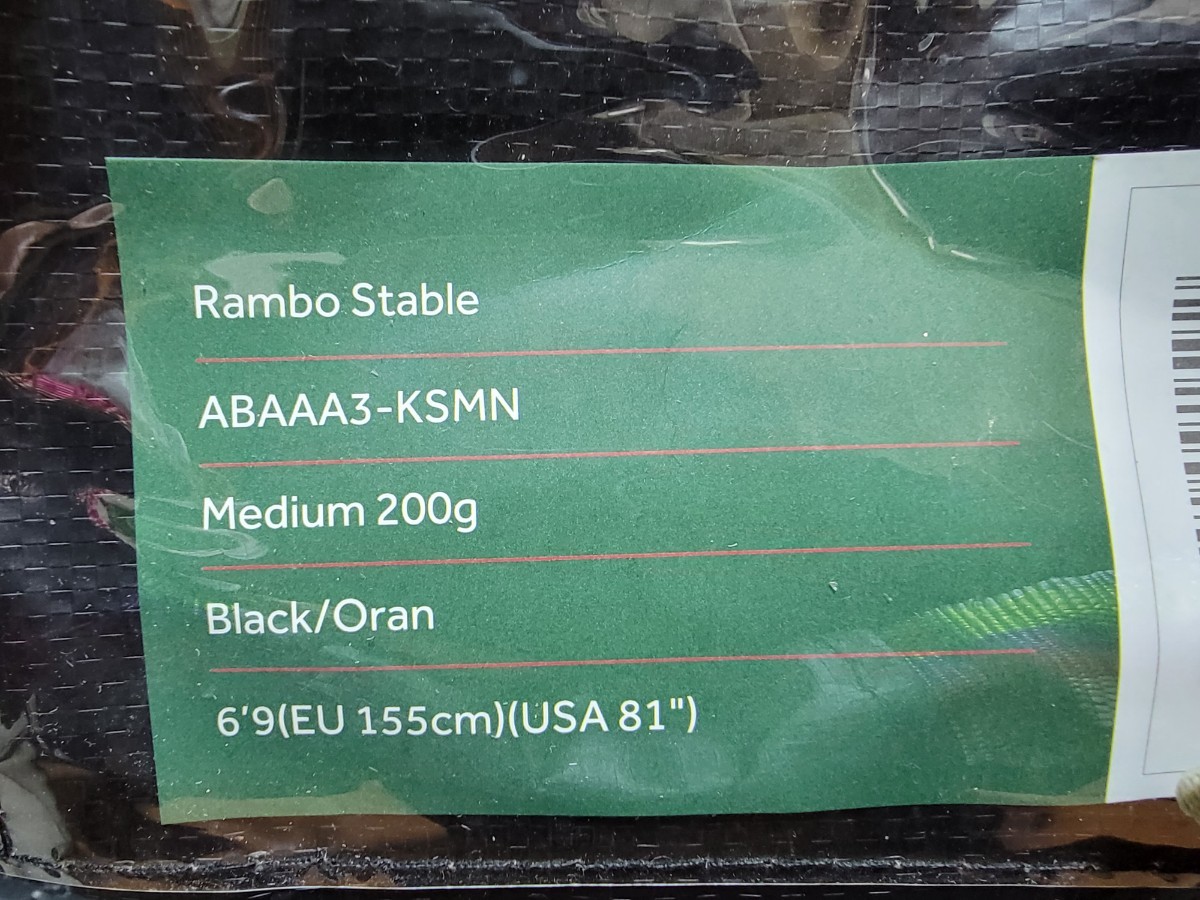 HORSEWARE RAMBO◆ステーブルラグ／厩舎用馬着（厚馬着）200ｇ◆6’9サイズ◆ブラック＆オレンジ◆新品・乗馬用品_画像4