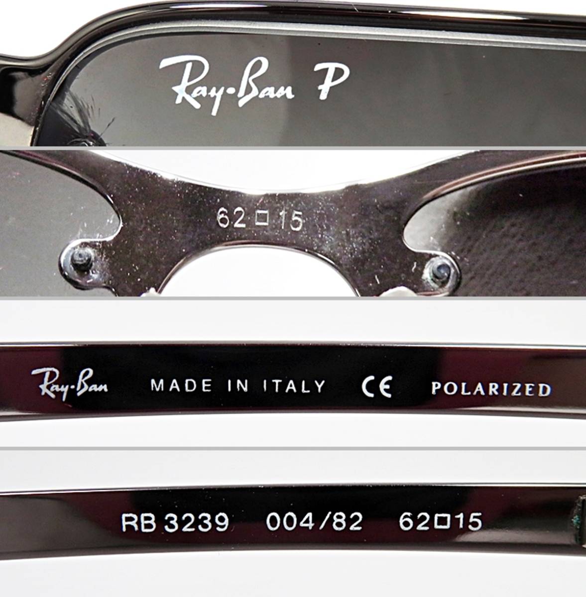 Ray-Ban POLARIZED RB 3239 004/82 62□15 レイバン ヴィンテージ サングラス イタリア製 難有り クロス ケース付き 003FUZI34_画像4