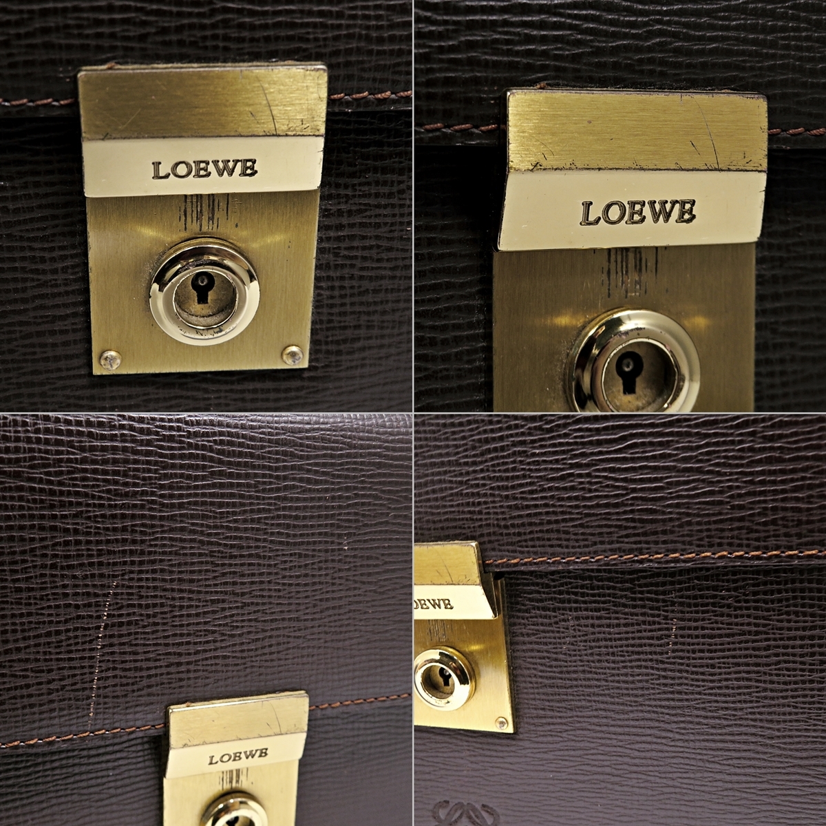 LOEWE ロエベ ヴィンテージ メンズ レディース セカンドバッグ クラッチバッグ ダークブラウン 茶 鍵 保存袋付き 005FUZI39_画像4
