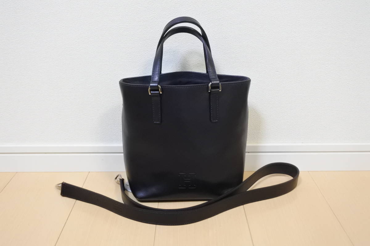 美品 ヒロフ HIROFU 2way ショルダーバッグ ハンドバッグ 黒 レザー