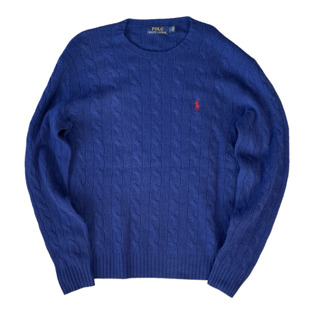 POLO Ralph Lauren ポロラルフローレン ケーブルニット/セーター 青　ネイビー　カシミヤ混　メンズSサイズ_画像1