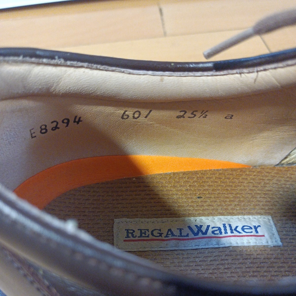 REGAL WALKER リーガルウォーカー 軽量プレーントゥレザーシューズ 茶 25.5cm used良品 革靴 ビジネスシューズ 外羽根_画像7