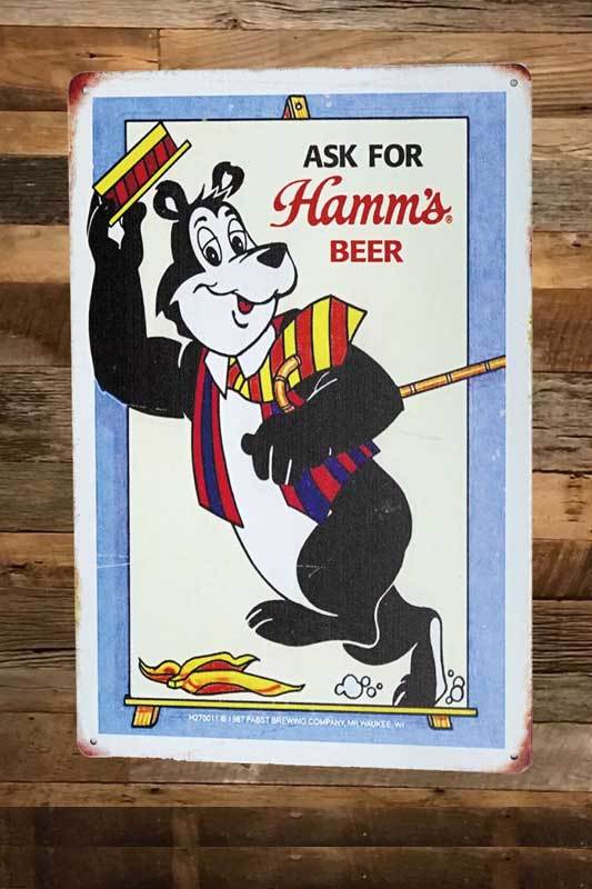 ハムズビール Hamm's BEER ハムズベア レトロ調 ミニサイズ アメリカンブリキ看板の画像2