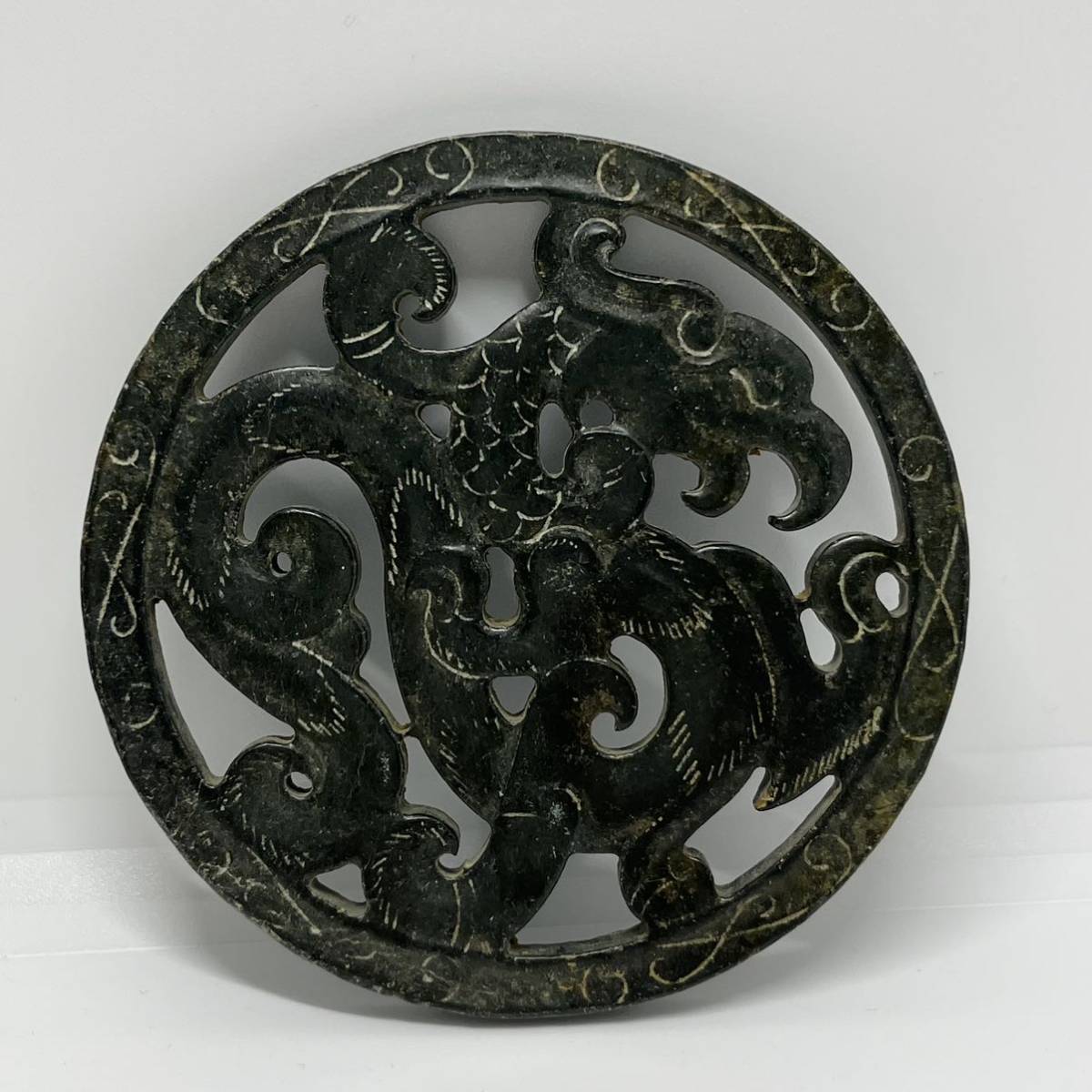 【聚寶堂】古玉彫刻 9cm 彫紋 根付 中国美術 古玩 WH-51_画像1