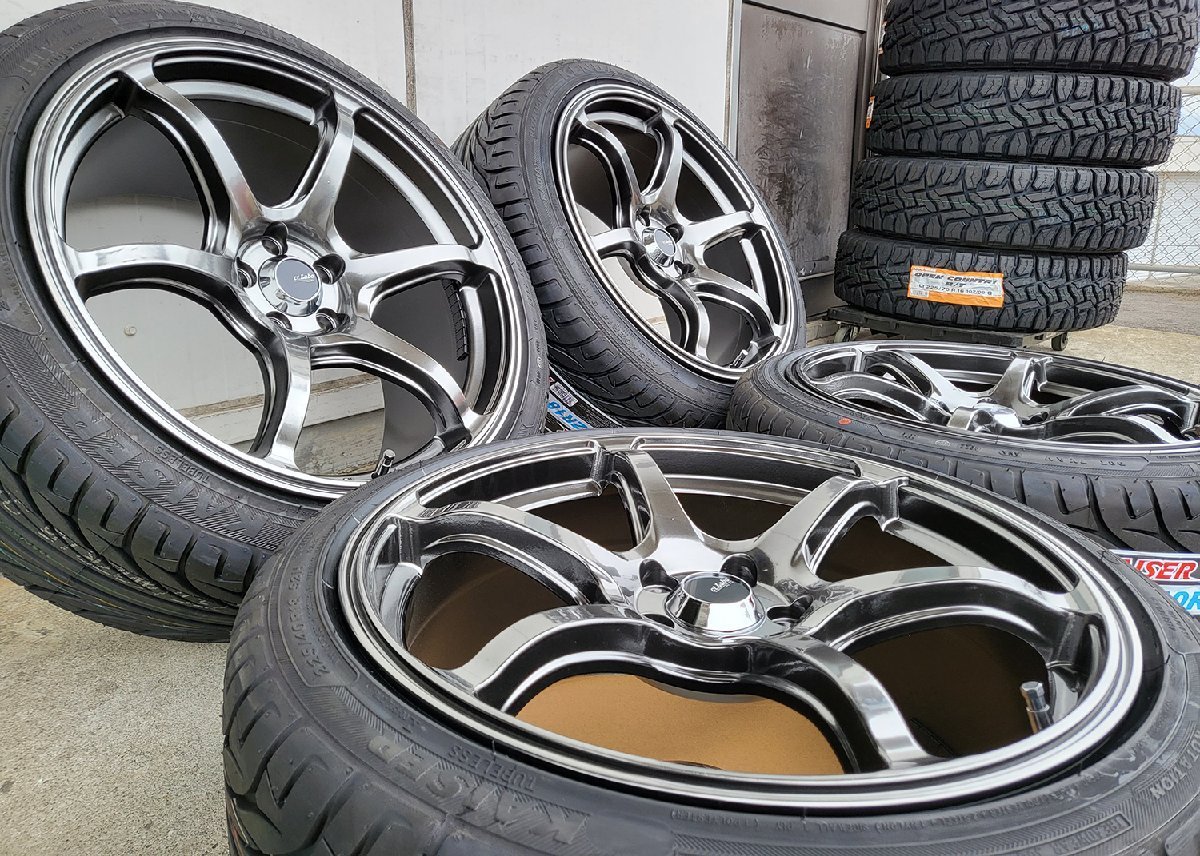 新品タイヤホイール4本セット!! KENDA KR20 F 225/40R18 R 235/40R18 トヨタ 86 スバル BRZ 18インチ Acht-6 アハト6_画像1