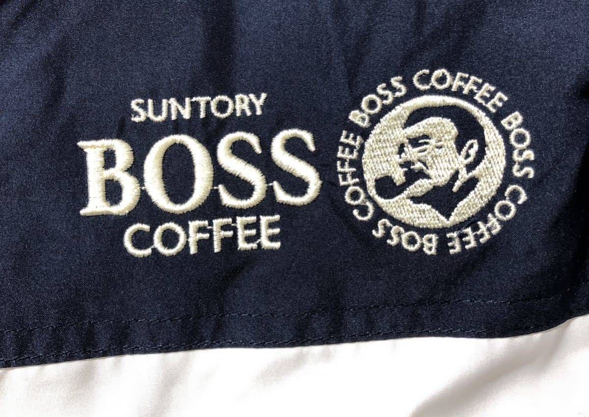 ● SUNTORY BOSS サントリー ボス ● ロゴ 刺繍 中綿入り ハーフ ベンチ コート ボスジャン ネイビー_画像5