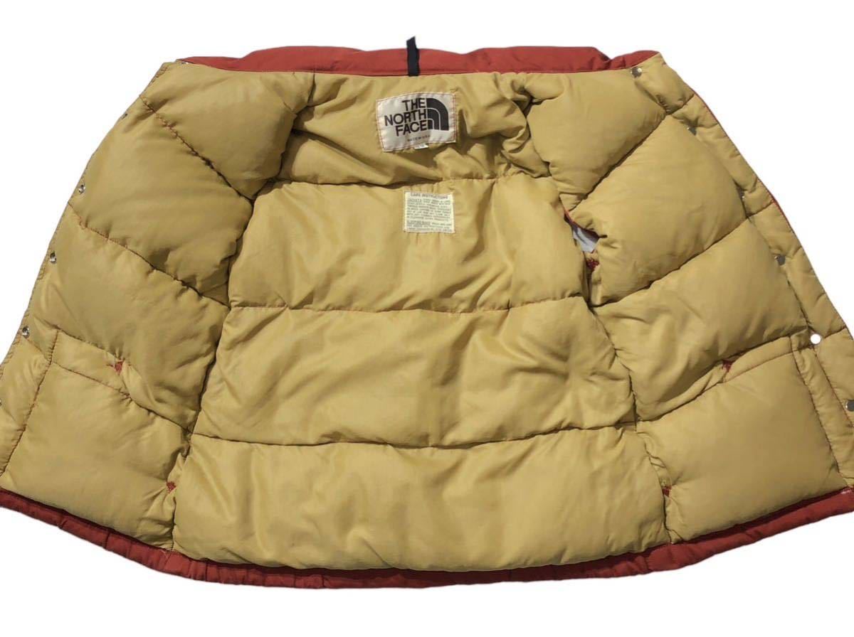 80s ヴィンテージ 茶タグ USA製 ● THE NORTH FACE ノースフェイス ● ダウン ベスト オレンジ系 M_画像4