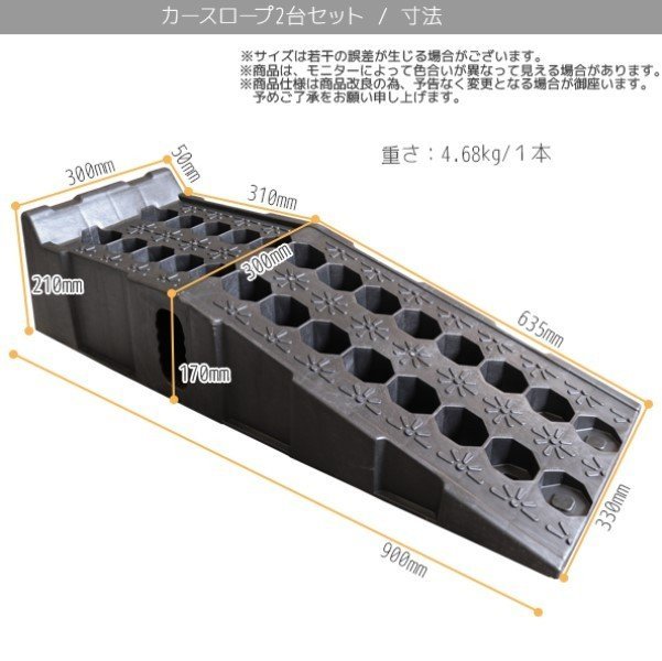 【送料無料】滑り止め付け★２台セット カースロープ スロープ 耐荷重6.5t 大型車・バス・トラック対応 タイヤ オイル交換 足回り整備_画像2