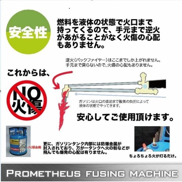 ★一年保証付★【Prometheus正規品 】無加圧式ガソリン・酸素溶断システム プロメテウス溶断機セット 3L 切断幅100-250mm ★日本語説明書_画像2