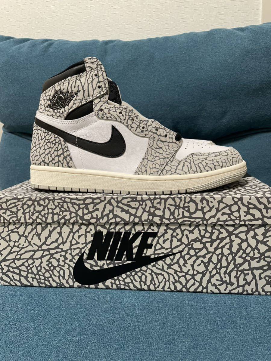 【新品未使用】NIKE AIR JORDAN 1 RETRO HIGH OG White cement 27cm ナイキ エア ジョーダン レトロ  ハイ ホワイト セメント SB 箱難有り