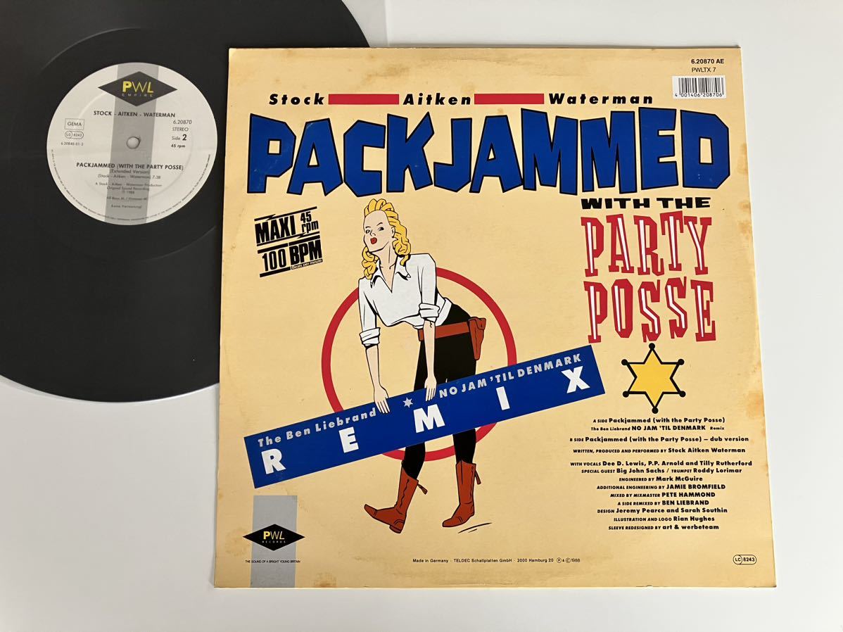 Stock Aitken Waterman / PACKJAMMED(With The Party Posse)REMIX 12inch PWL GERMANY 6.20870 88年盤,シンセポップ,ELECTRO POP,_画像2