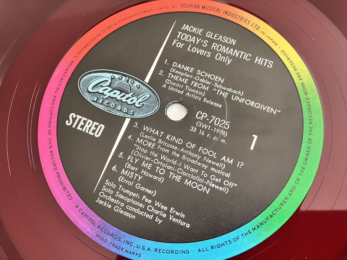 【64年赤盤】ジャッキー・グリースン楽団 Jackie Gleason/ 恋人達の為のロマンティックヒット Today's Romantic Hits LP 東芝音工 CP7025_画像7