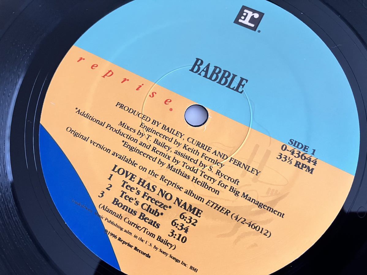 BABBLE/Love Has No Name(Tee's Freeze,Tee's Club,Bonus Beats,Jasminder,Vita Brevis Mix)12inch REPRISE US 943644-0 96年ELECTRO HOUSE_画像5