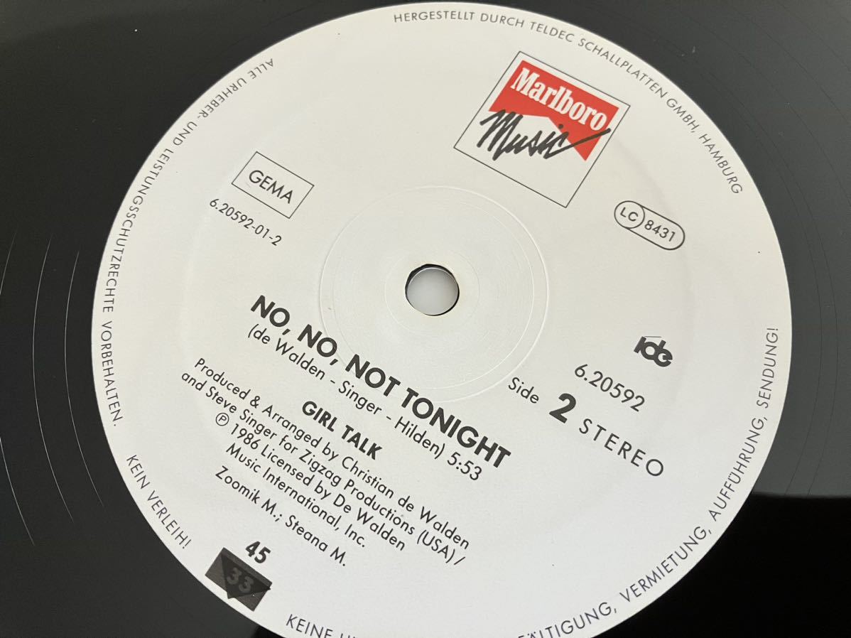 【ジャケ美品良好品】Girl Talk / Dancin'/No,No,Not Tonight 12inch DE WALDEN MUSIC GERMANY 6.20592AE 86年EUROPOP,DISCO,シンセポップ_画像6