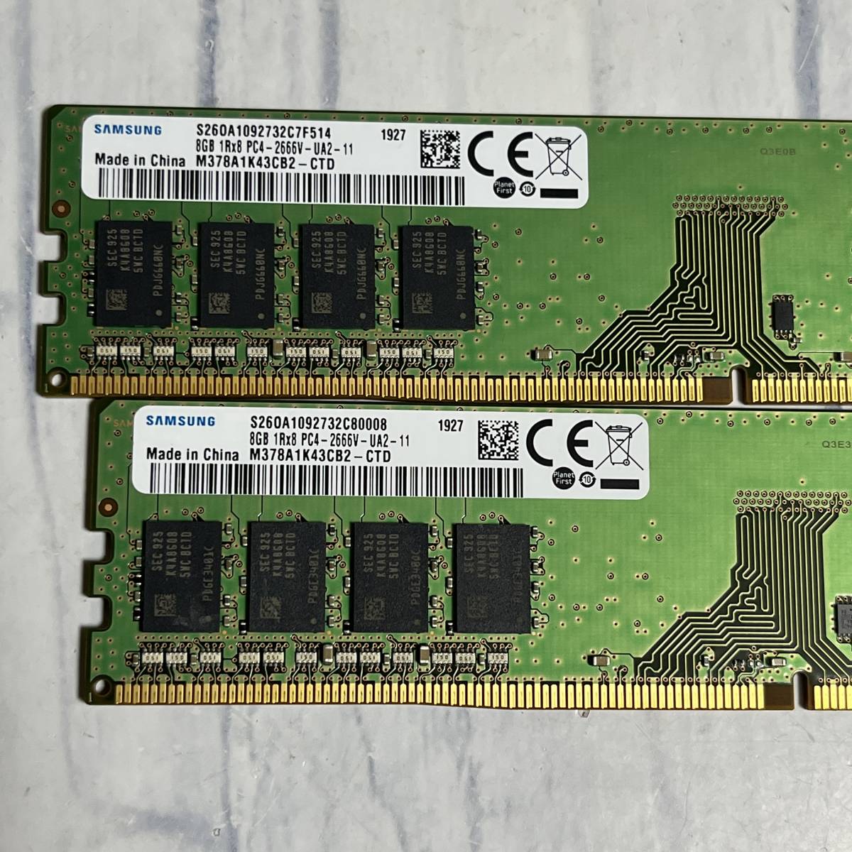 【中古部品】即決！DDR4 メモリ PC4-2666V 8GBX2枚=16GB (動作確認済) 送料無料！A112055_画像2