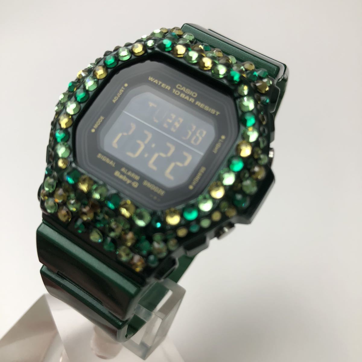 CASIO カシオ Baby-G ベビーG BG5603-3 グロス グリーン オリジナルデコウォッチ スワロフスキーストーン ラメ 腕時計 レディース 緑_画像2