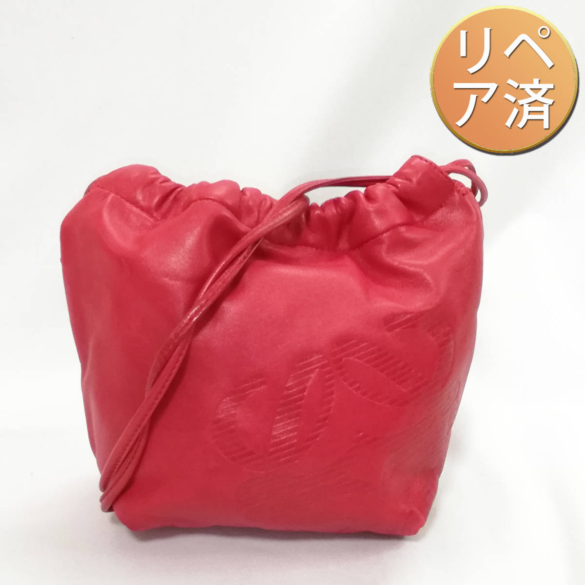 良品/リペア】ロエベ LOEWE アナグラム ナッパレザー 巾着 良品/リペア】ロエベ LOEWE アナグラム ナッパレザー 巾着