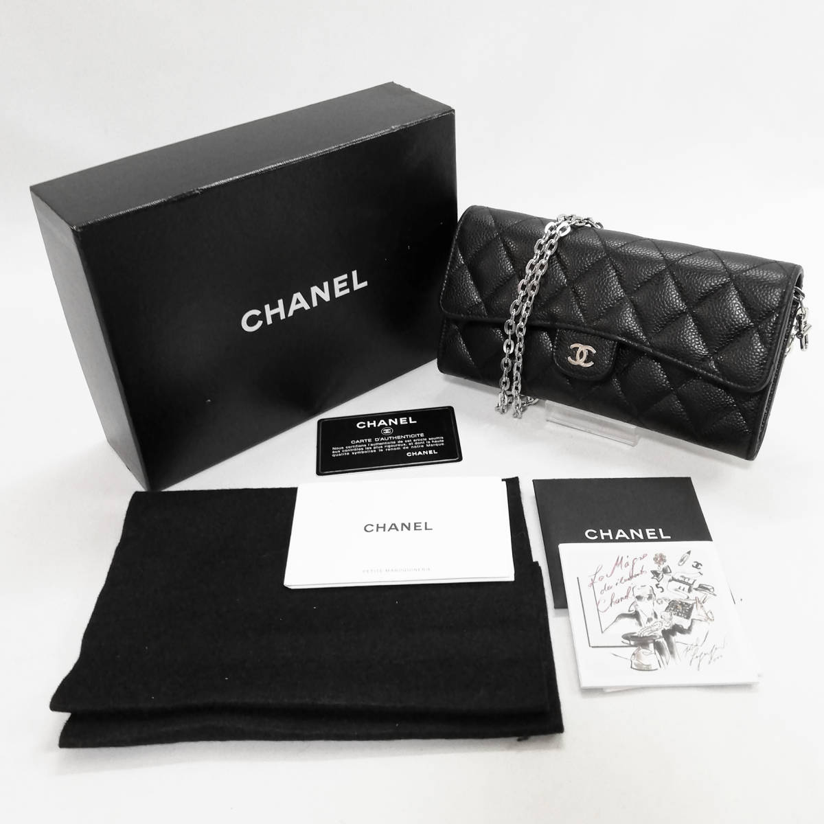 美品】CHANEL（シャネル）マトラッセ キャビアスキン 長財布 黒 