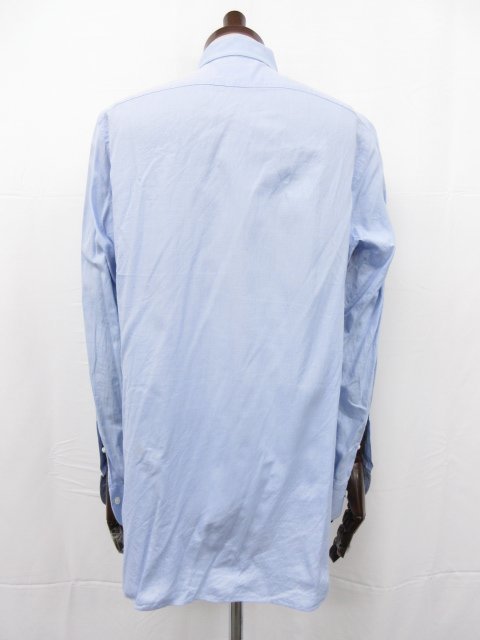 【フィナモレ Finamore】 ラウンドカラー 長袖シャツ (メンズ) size42 ブルー系 イタリア製 ●29MK2114●_画像2