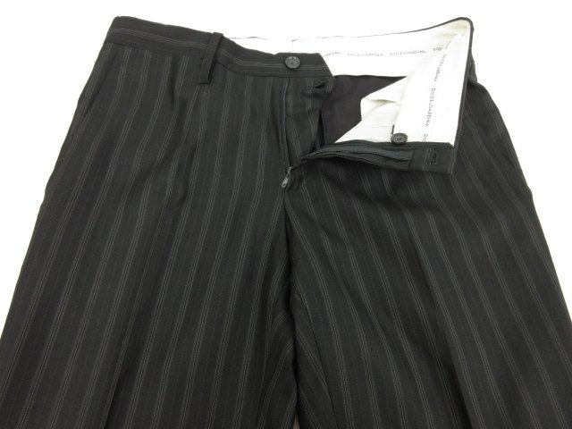 HH超美品 【ドルチェ&ガッバーナ DOLCE&GABBANA】 シルク混 1B スーツ (メンズ) size44相当 ブラック ストライプ柄 イタリア製 ●27HR3015_画像5