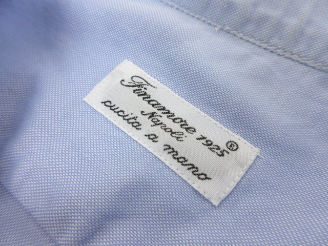 【フィナモレ Finamore】 ラウンドカラー 長袖シャツ (メンズ) size42 ブルー系 イタリア製 ●29MK2114●_画像3