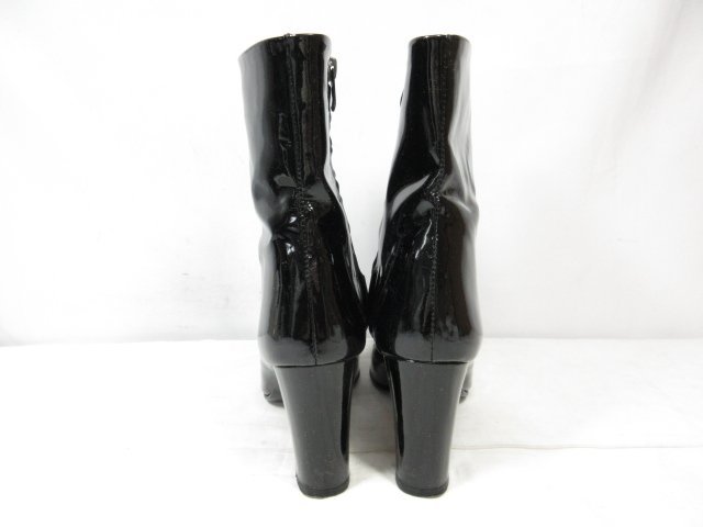  beautiful goods [ Ginza Kanematsu GINZA Kanematsu]pa tent leather short boots heel shoes ( lady's ) size22.5 black *18LZ4231*