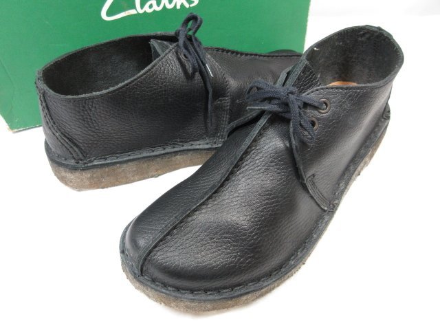 HH 【クラークス Clarks】 1625D レザー デザートブーツ 紳士靴 (メンズ) sizeUS8 ブラック UK製 英国 ●18MZA3954●_画像1