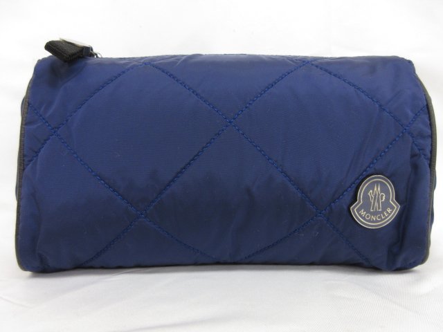 未使用【モンクレール MONCLER】 POCHETTE キルティング ナイロン ファスナーポーチ 小物入れ(レディース) 青みのあるネイビー ●5HT2213●