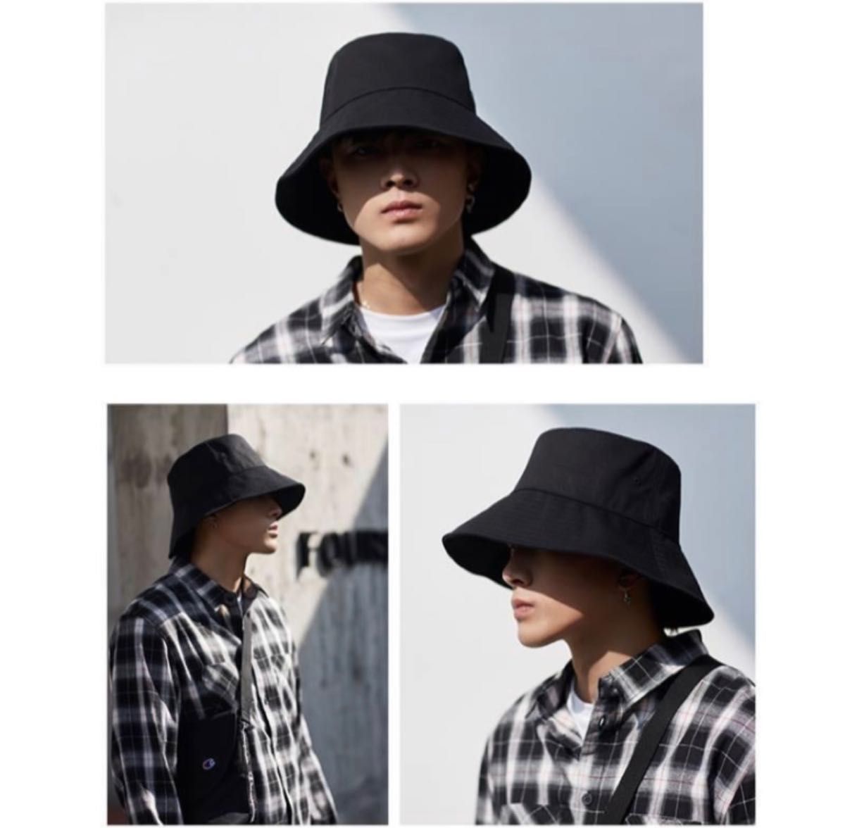 バケットハット　男女兼用　黒　ブラック　帽子　シンプル　旅行　レディース　メンズ　紫外線　UV 普段使い　新品　未使用