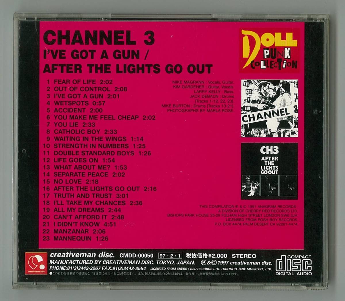 CHANNEL 3 ／ I'VE GOT A GUN + AFTER THE LIGHT GO OUT 国内ＣＤ帯付   検～ dead kennedys black flag d.o.a misfits bad brainsの画像2