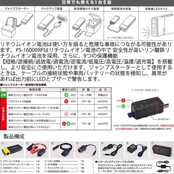 送料無料 PS-16000RP　日立【12V車用】ポータブルパワーソース　未使用新品_画像3