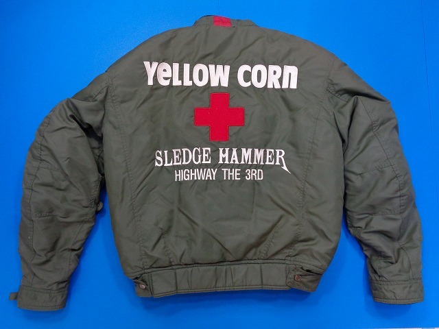 13181■YELLOWCORN イエローコーン ライディング ジャケット ライダース カーキ 緑 SLEDGE HAMMER M パッド HIGHWAY MAGICIAN_画像1