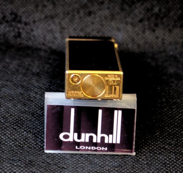  прекрасный хорошая вещь dunhill высококлассный газовая зажигалка черный | Gold линия d Mark сохранение коробка 