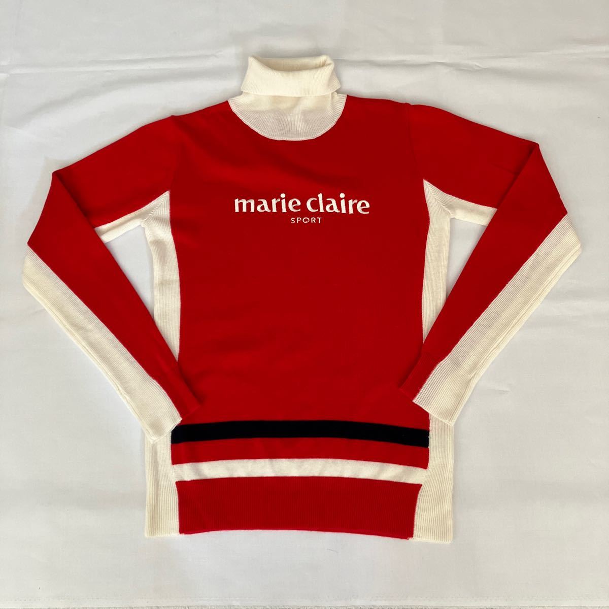 marie claire sport ゴルフ　セーター 赤　紺　白　Mサイズ　未使用　美品_画像1