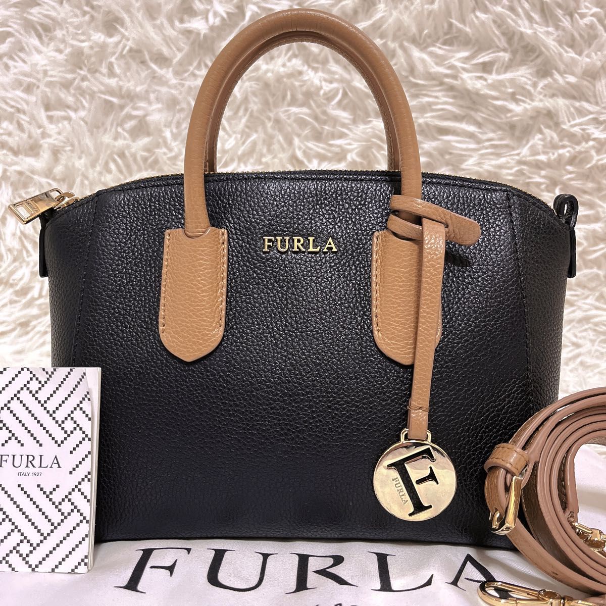 FURLA フルラ テッサ 2way ショルダー ハンドバッグ ブラック 黒-