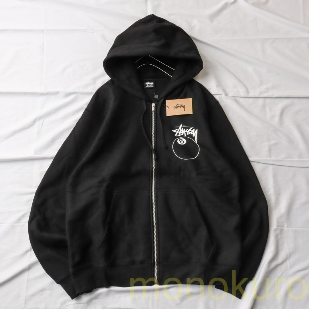 【XL】新品 タグ付き STUSSY ステューシー 8 BALL ZIP HOODIE 8ボール ジップパーカー ファッション 大きい 裏起毛 BLACK ST02_画像3