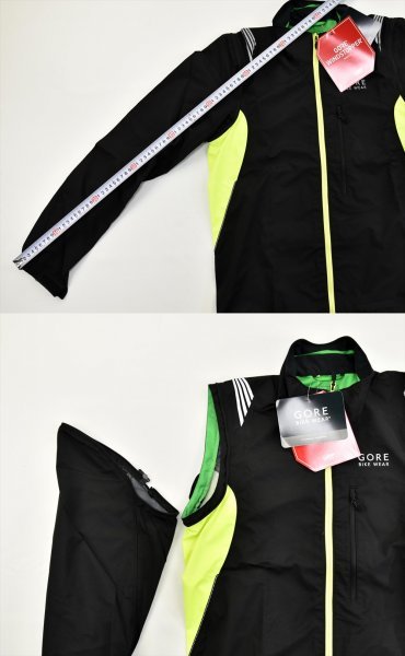 GORE BIKE WEAR★ゴア Element Windstopper ジャケット or ベスト 2Way size:M(Asia) ブラック/ネオンイエロー_画像6