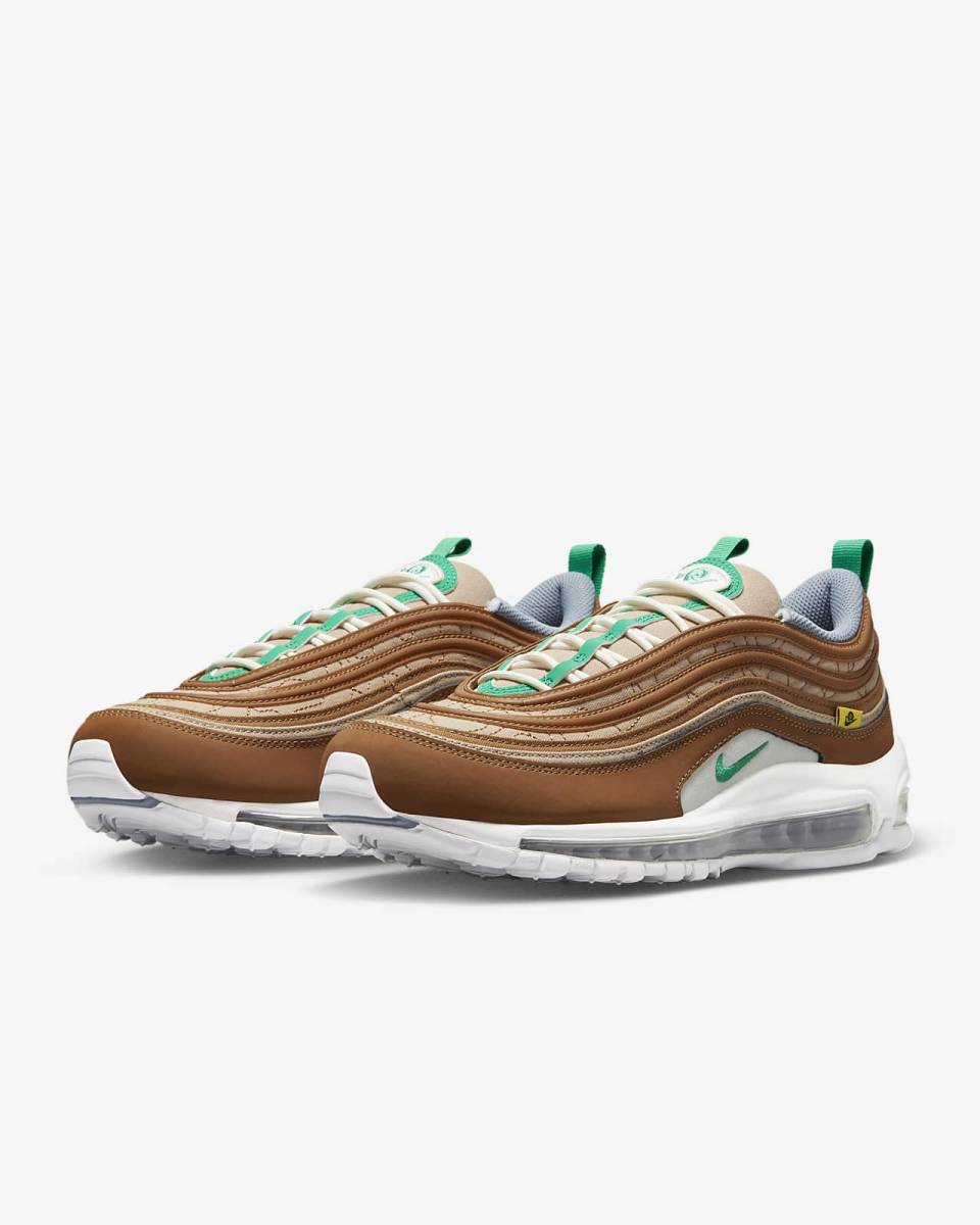 ナイキ 26cm エア マックス 97 SE ブラウン グリーン 税込定価22000円 NIKE AIR MAX 97 SE メンズ スニーカー 天然皮革 茶 緑_画像1