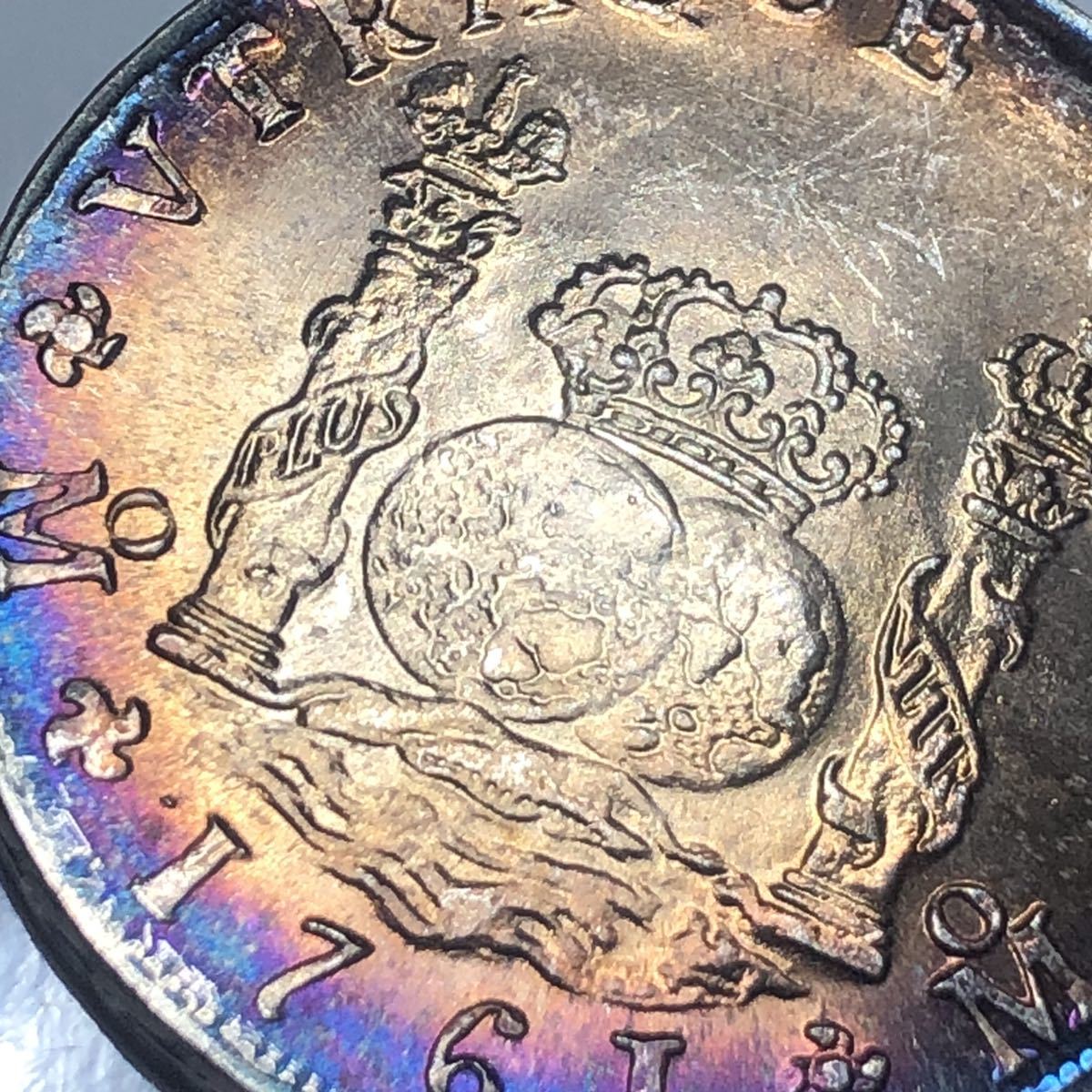 古銭 メキシコ　1761年　2レアル　ピラーダラー銀貨　カルロス3世 古銭 貿易銀　大型銀貨_画像3