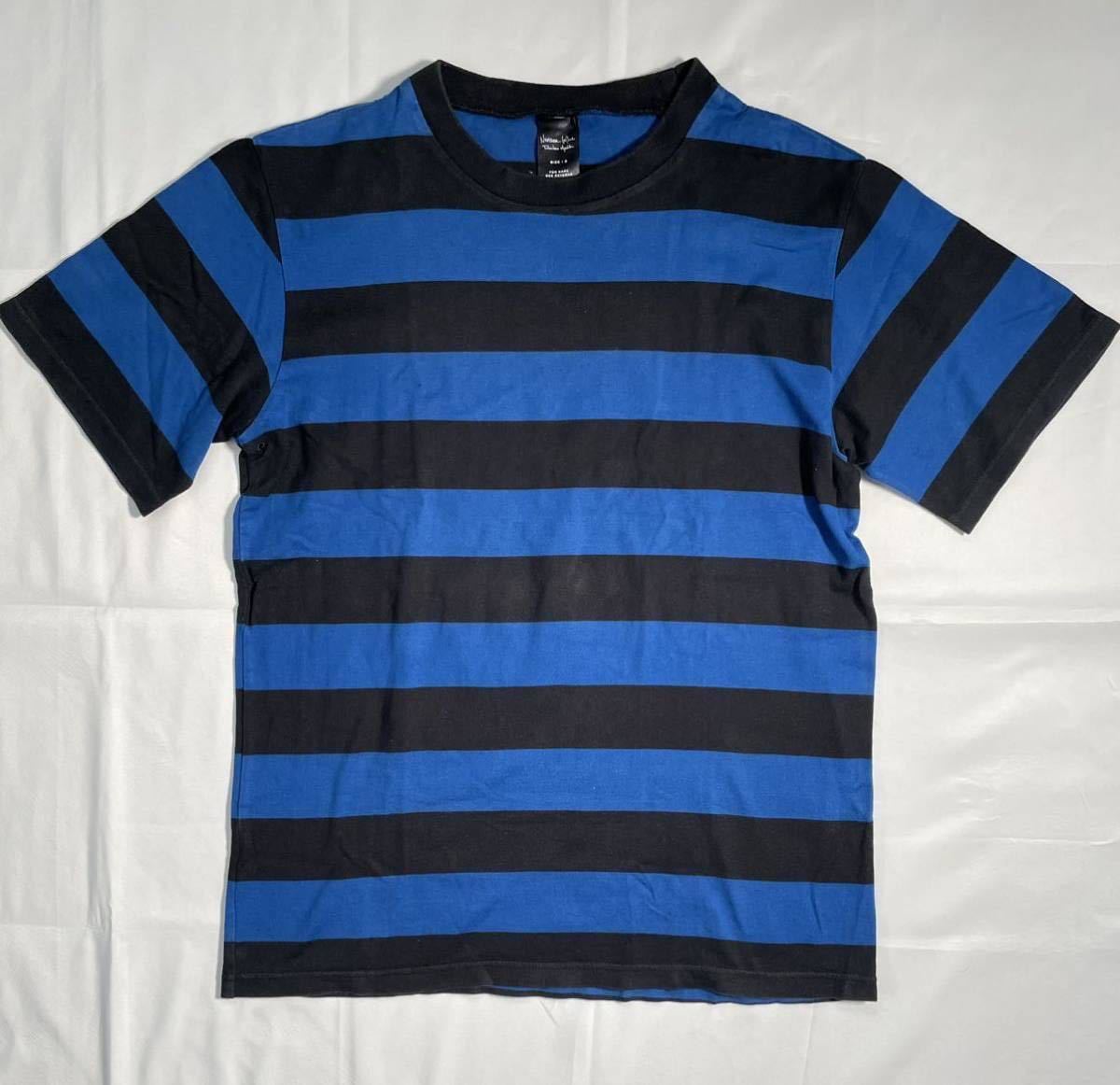 ナンバーナイン numbernine 03ss カート期 ボーダー Tシャツ サイズ3 ブラック ブルー 22096_画像1