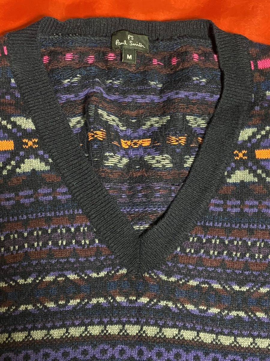 ポールスミス　ジャガード柄　セーター　カシミア混合　サイズM_画像3