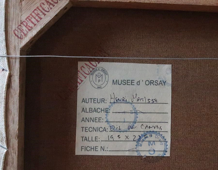 希少作品 「アンリ・マティス」横たわる婦人　オルセー美術館来歴 書類付属　模写_画像7