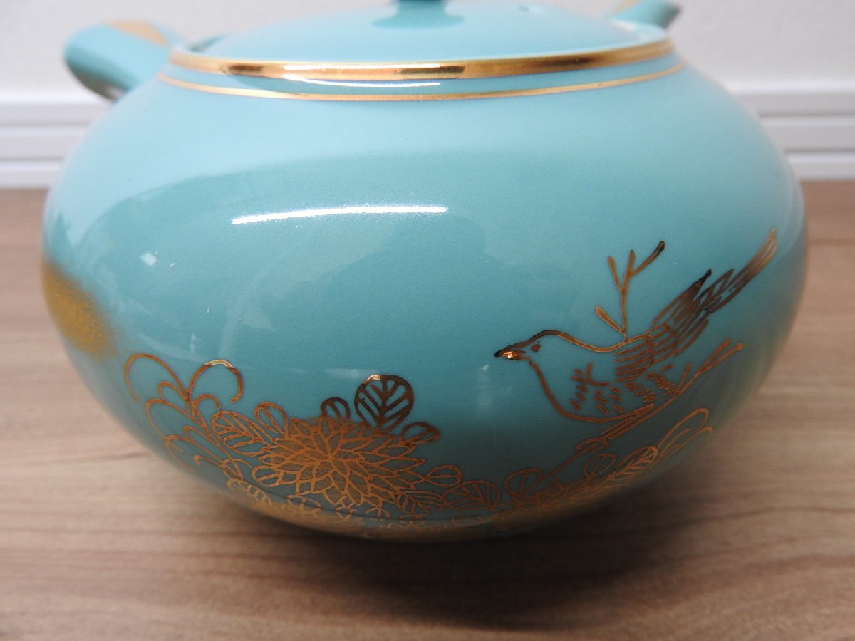 **[ free shipping ] Kutani . Izumi structure cover attaching number tea utensils . gold paint flowers and birds small teapot hot water . set **