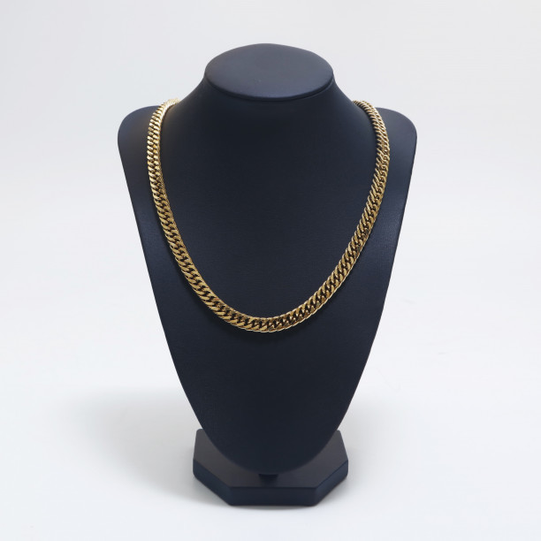 【1円スタート】鍍金 18k Gold Necklace 18kgp 55cm 幅8mm ダブル 金ネックレス 金チェーン 喜平ネックレス メンズ 342_画像4