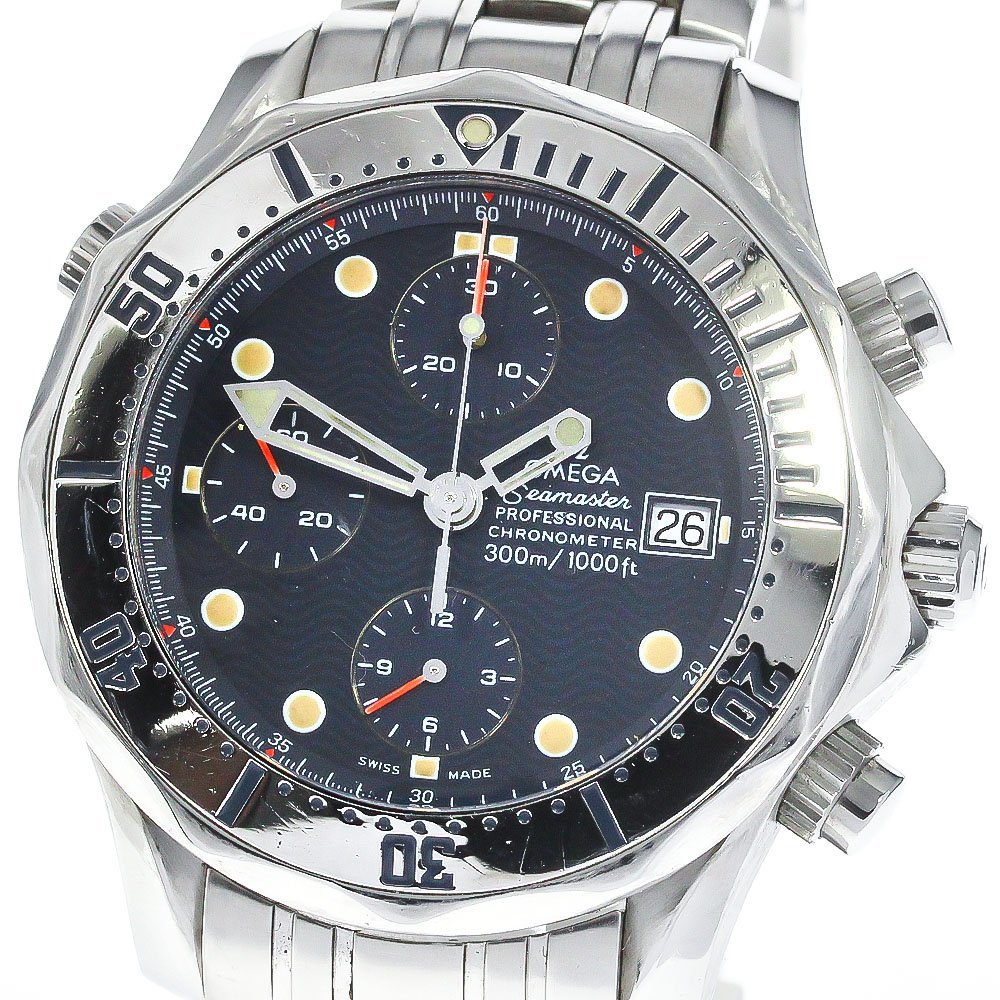 訳あり オメガ OMEGA 2598.80 シーマスター300 クロノグラフ デイト 自動巻き メンズ _758139