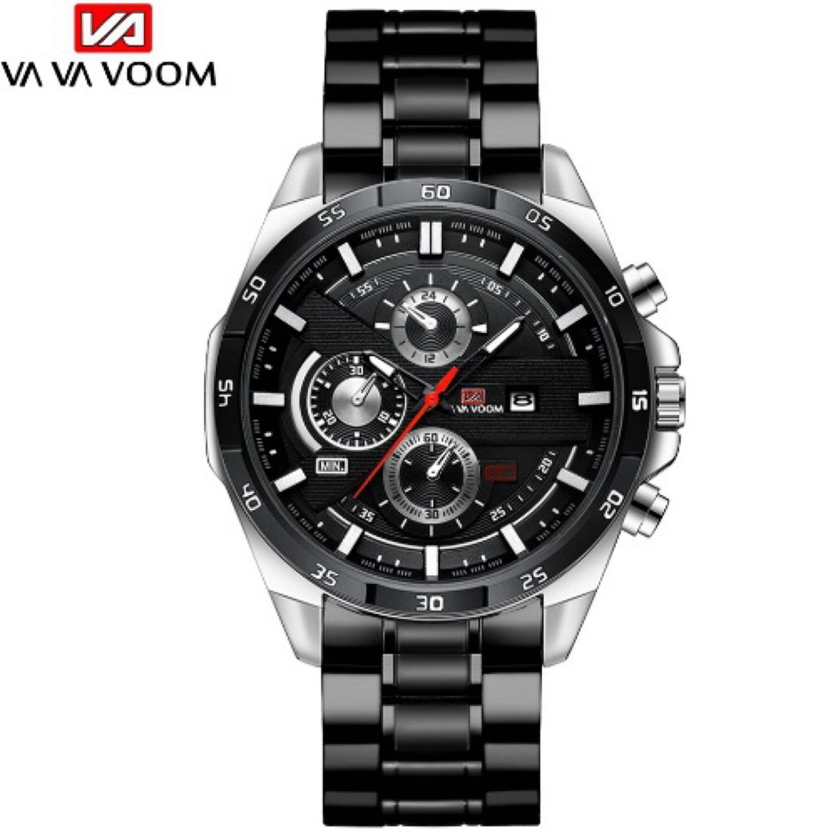 黒銀　メンズ腕時計ステンレス　ラグジュアリーデイト　ブラック送料無料　重量感