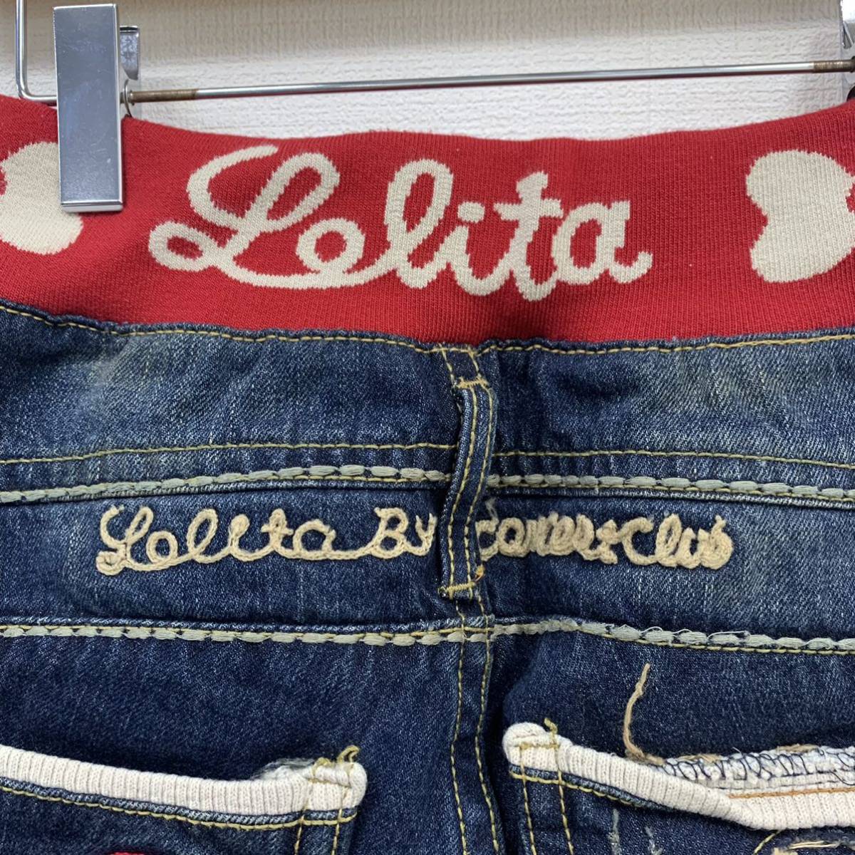 ◯ LOLITA JEANS ロリータ ジーンズ デニム ジーンズ パンツ ミニー リボン レディース ブルー XSサイズ ロゴ 刺繍 ディズニー ワッペン _画像7