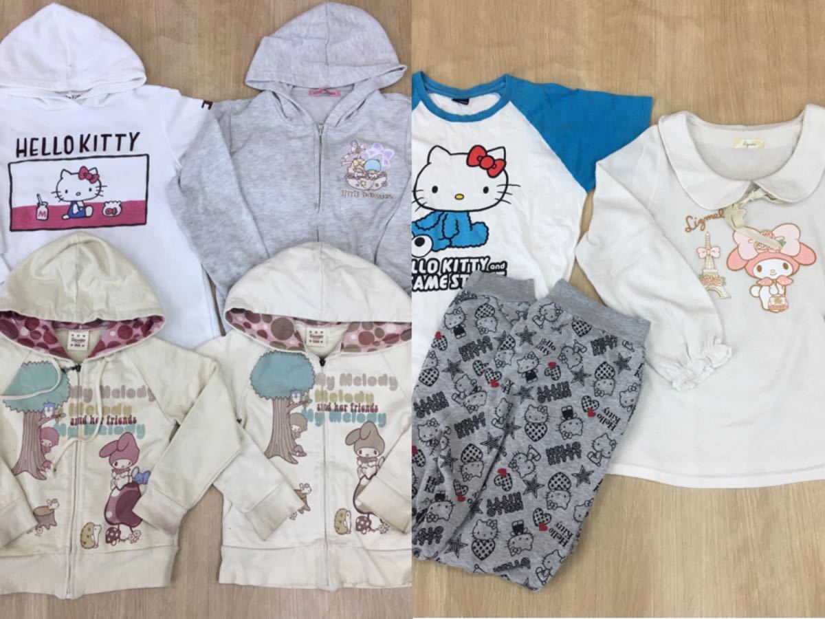 □11-14 サンリオ まとめ 68点 子供服 レディース トップス ボトムス パジャマ バッグ ぬいぐるみ キティ マイメロ クロミ シナモン_画像8