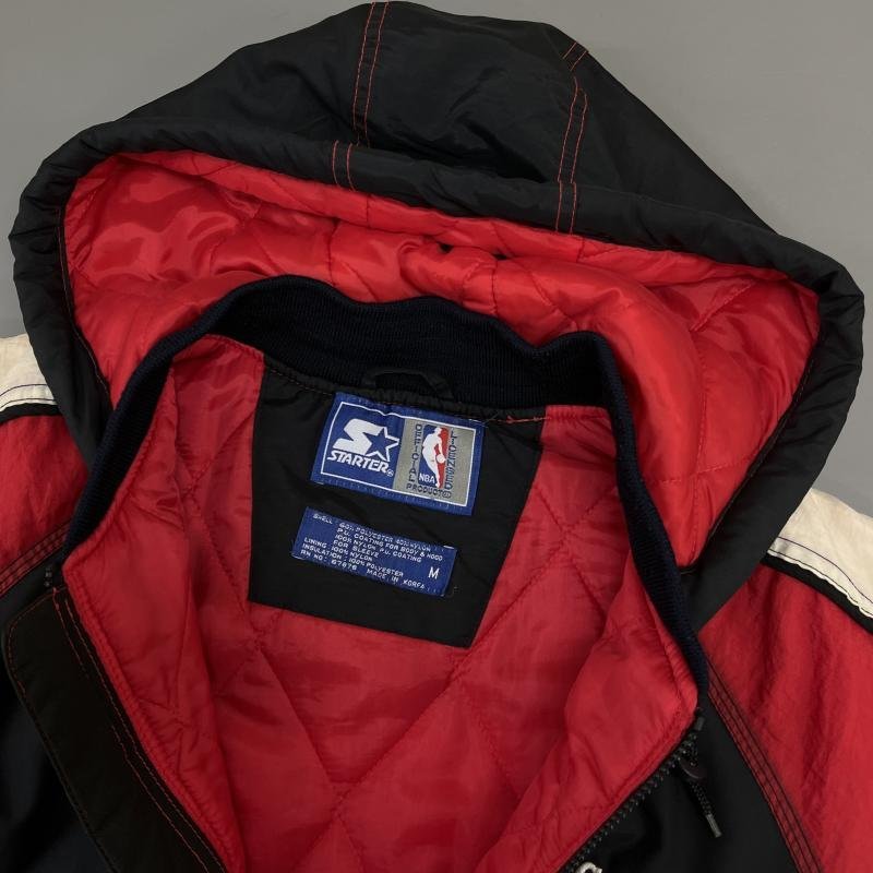 スターター NBA Chicago Bulls シカゴブルズ ロゴ 中綿 ナイロン フード スタジャン ジャケット、上着 ジャケット、上着 M_画像5