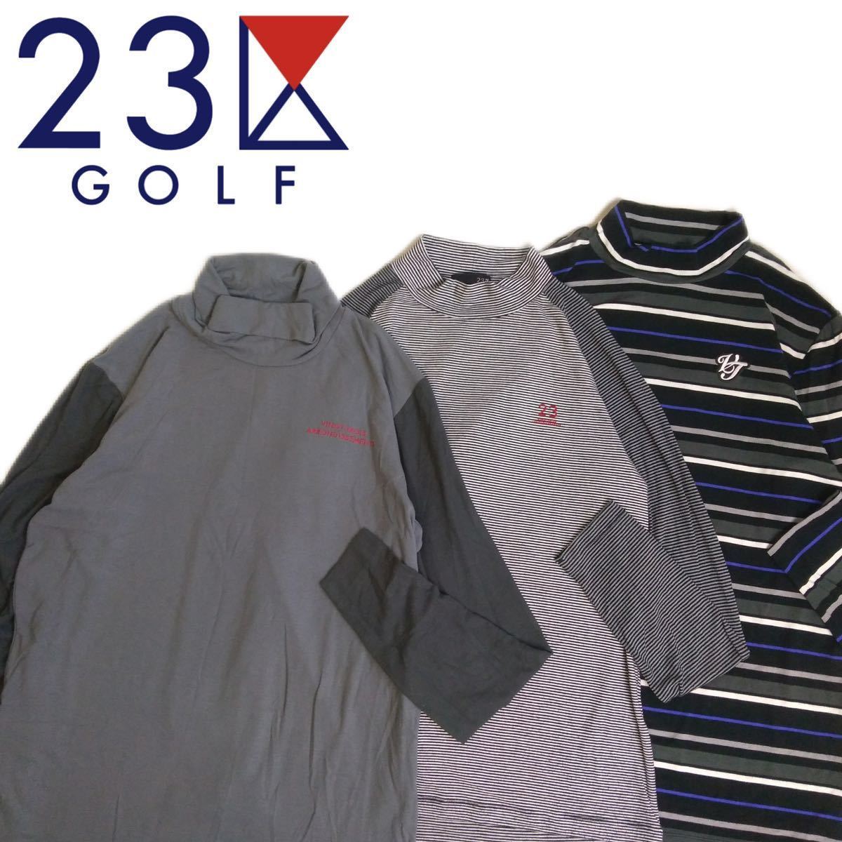 特大LL 極美品 豪華3点 23区 GOLF 蓄熱保温 ストレッチ 長袖シャツ モックネック インナー メンズ オンワード樫山 ゴルフウェア 2311233_画像1